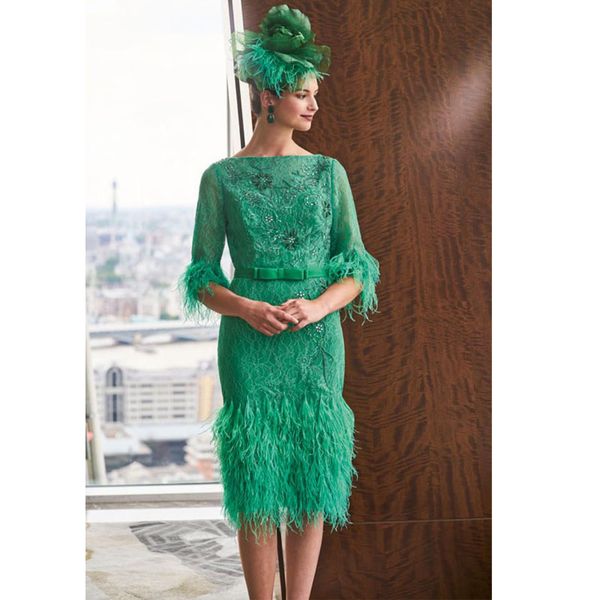 mother of the bridal dresses scoop 1/2 sleeve beads appliques feathers lace sheath prom dress knee length mothers dresses, Black;red 
mother of the bridal dresses scoop 1/2 sleeve beads appliques feathers lace sheath prom dress knee length mothers dresses, Black;red