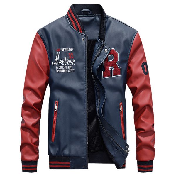 drop shipping embroidery baseball jackets men letter stand collar pu leather coats fleece pilot leather jacket hombre us size, Black
drop shipping embroidery baseball jackets men letter stand collar pu leather coats fleece pilot leather jacket hombre us size, Black