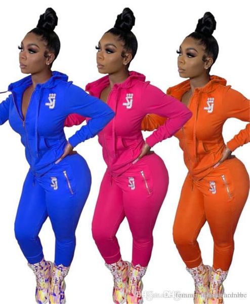 блестки письмо женщин конструктора костюмы solid color двухкусочный брюки тонкий с длинными рукавами с капюшоном на молнии спортивные костюм, White 
блестки письмо женщин конструктора костюмы solid color двухкусочный брюки тонкий с длинными рукавами с капюшоном на молнии спортивные костюм, White