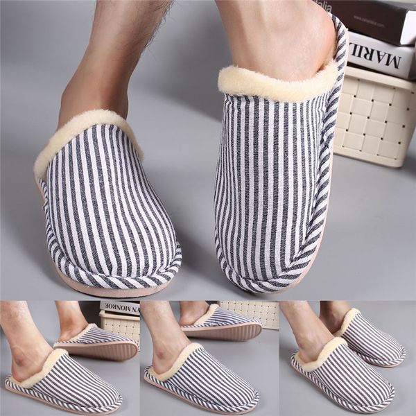 men striped flock warm non-slip floor home slippers indoor shoes zapatos de hombre, Black
men striped flock warm non-slip floor home slippers indoor shoes zapatos de hombre, Black
