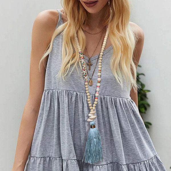 handmade wood beads long necklace line tassel shaped turquoise shell pendant female pendant, Silver
handmade wood beads long necklace line tassel shaped turquoise shell pendant female pendant, Silver