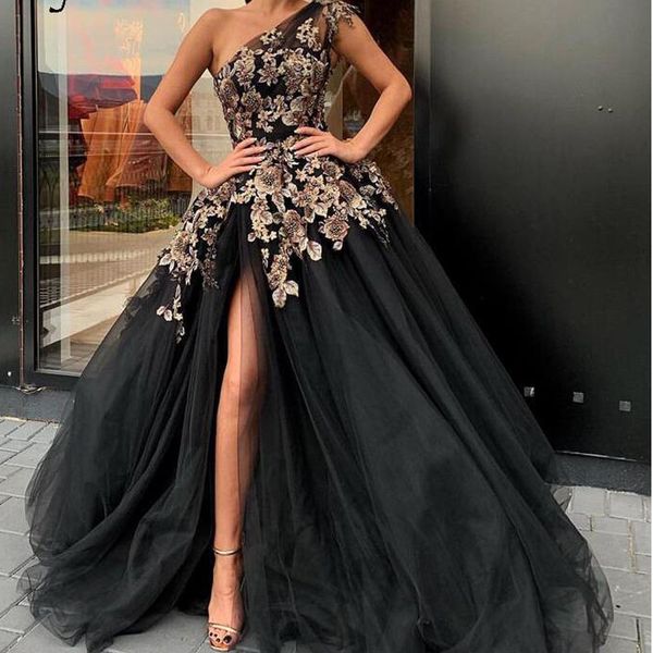 robe soiree black tulle high slit long evening dresses one shoulder dubai evening gown a line formal party gowns 2020 vintage, White;black
robe soiree black tulle high slit long evening dresses one shoulder dubai evening gown a line formal party gowns 2020 vintage, White;black