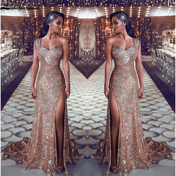 2019 one shoulder sequin mermaid evening dresses split beaded sashes party gowns sweep train plus size prom dresses, White;black
2019 one shoulder sequin mermaid evening dresses split beaded sashes party gowns sweep train plus size prom dresses, White;black