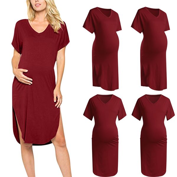2019 new women's maternity pregnanty short sleeve ruffles irregular summer solid dress, White
2019 new women's maternity pregnanty short sleeve ruffles irregular summer solid dress, White