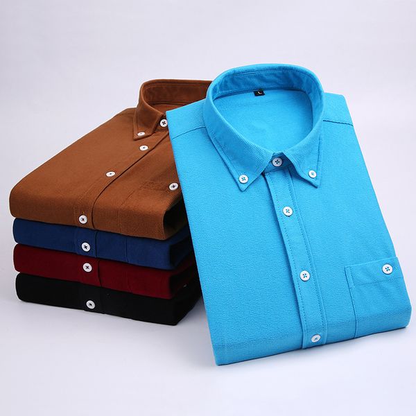 men's dress shirts printed plaid corduroy solid men shirt long-sleeved casual for slim fit 8 colors male camisas masculina, White;black
men's dress shirts printed plaid corduroy solid men shirt long-sleeved casual for slim fit 8 colors male camisas masculina, White;black