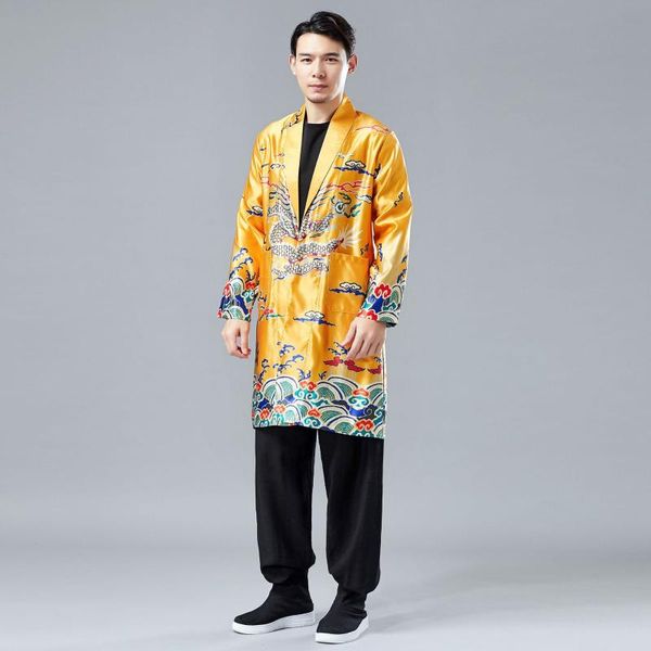 men dragon robes long causal vest trench coat chinese national costume male cardigan jacket spring autumn overcoat, Tan;black
men dragon robes long causal vest trench coat chinese national costume male cardigan jacket spring autumn overcoat, Tan;black