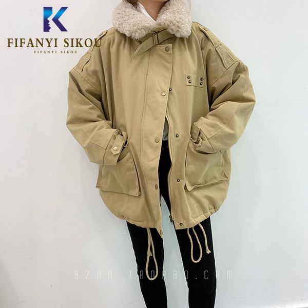 parka women winter jacket faux fur collar warm lambswool lining jackets overcoat female fashion loose parkas casual winter coat, Black
parka women winter jacket faux fur collar warm lambswool lining jackets overcoat female fashion loose parkas casual winter coat, Black