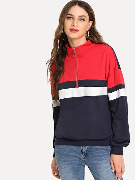 women stand collar patchwork sweatshirts zippers colorblock high street hoody pullovers harajuku cool fashion casual spring fall, Black
women stand collar patchwork sweatshirts zippers colorblock high street hoody pullovers harajuku cool fashion casual spring fall, Black