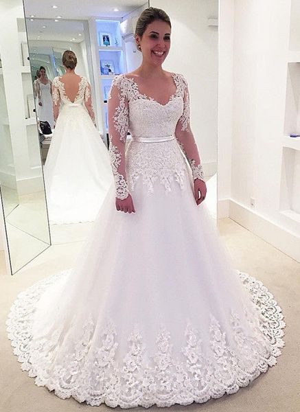 modern white long sleeves ball gowns wedding dresses v neck lace appliques beaded tulle vestido de noiva bridal gowns
modern white long sleeves ball gowns wedding dresses v neck lace appliques beaded tulle vestido de noiva bridal gowns