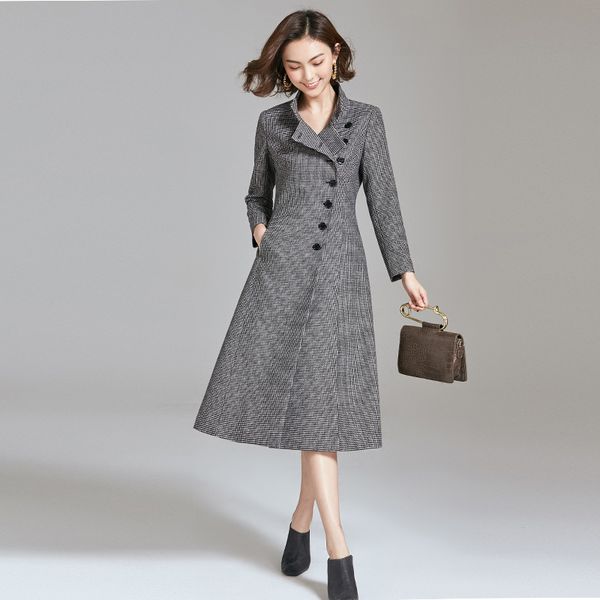 2020 invierno abrigos mujer plus size women's woolen female long plaid coat elegant manteau femme hiver coats kj121, Black
2020 invierno abrigos mujer plus size women's woolen female long plaid coat elegant manteau femme hiver coats kj121, Black