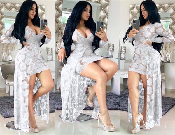 women designer lace dresses solid hollow out bodycon dress fashion long sleeve hi-lo dresses female clothing, White;black
women designer lace dresses solid hollow out bodycon dress fashion long sleeve hi-lo dresses female clothing, White;black