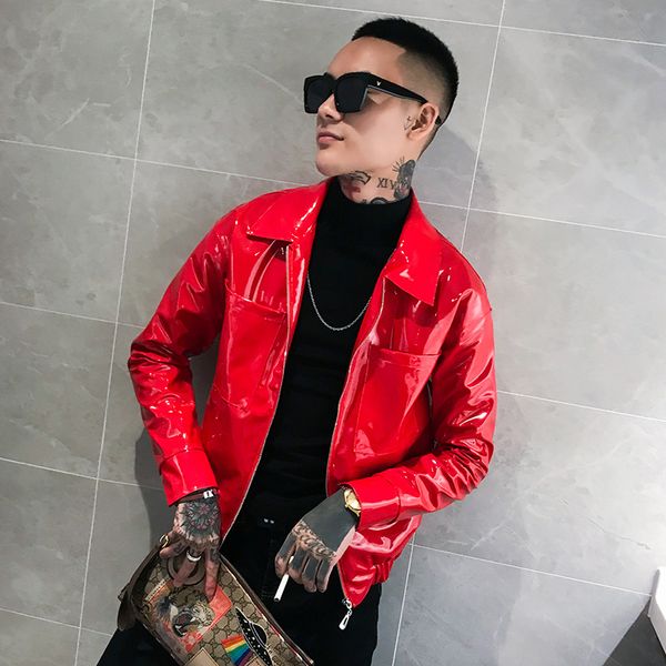 spring and autumn hong kong style men's solid color leather jacket bright locomotive suit jacket social guy lapel leather, Black
spring and autumn hong kong style men's solid color leather jacket bright locomotive suit jacket social guy lapel leather, Black