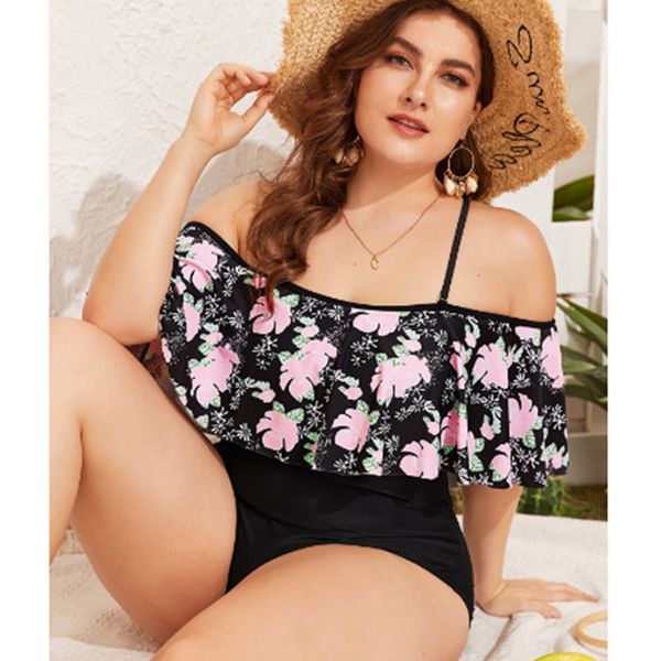 women's swimwear xl-4xl plus size off shoulder one piece swimsuit women ruffled plant print bathing suit push up female 2021, White;black
women's swimwear xl-4xl plus size off shoulder one piece swimsuit women ruffled plant print bathing suit push up female 2021, White;black