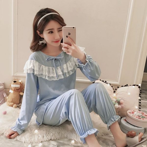 korean-style princess pajamas women long sleeve korean-style thin sweet fashion lace tracksuit knitted cotton women's suit
korean-style princess pajamas women long sleeve korean-style thin sweet fashion lace tracksuit knitted cotton women's suit