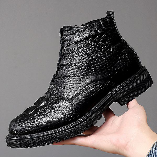 men boots fashion men ankle boots lace-up handmade plush warm genuine leather british style casual footwear shoes a4, Black
men boots fashion men ankle boots lace-up handmade plush warm genuine leather british style casual footwear shoes a4, Black