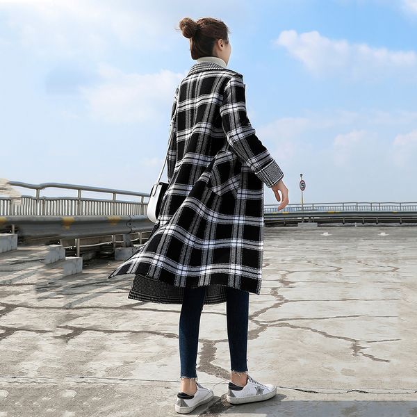 2019 winter new korean black white houndstooth woolen coats women autumn long double-sided cashmere trench coat overcoats xa143
2019 winter new korean black white houndstooth woolen coats women autumn long double-sided cashmere trench coat overcoats xa143