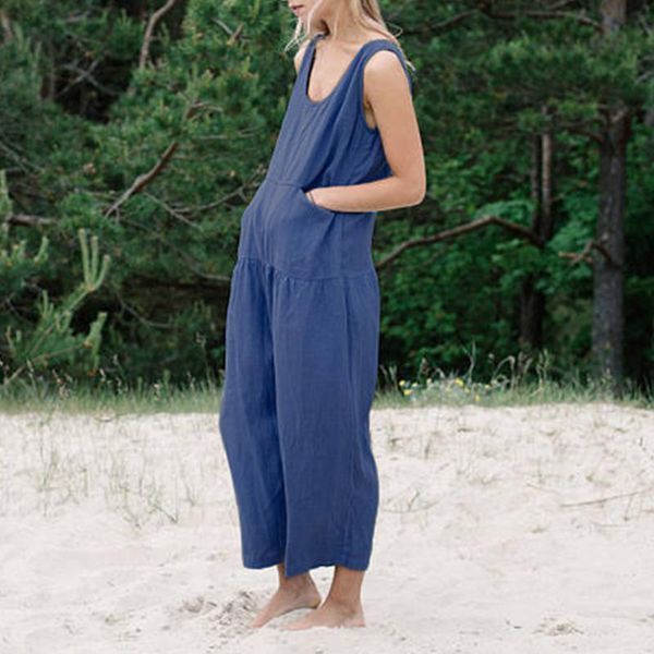 2020 women solid casual sleeveless backless jumpsuit summer cotton wide leg long jumpsuit fashion loose jumpsuits ropa mujer, Black;white
2020 women solid casual sleeveless backless jumpsuit summer cotton wide leg long jumpsuit fashion loose jumpsuits ropa mujer, Black;white