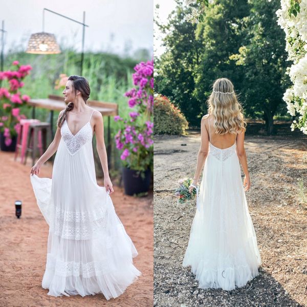 2020 bohemian a line wedding dresses spaghetti appliqued lace vestidos de novia custom made beach beach wedding dress, White
2020 bohemian a line wedding dresses spaghetti appliqued lace vestidos de novia custom made beach beach wedding dress, White