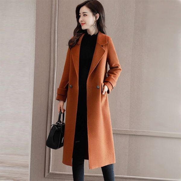 office lady loose women long winter wool blend coat double breasted wool coat and jacket turn-down collar outerwear, Black
office lady loose women long winter wool blend coat double breasted wool coat and jacket turn-down collar outerwear, Black