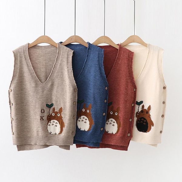 casual new fashion jacquard totoro colorblock multi-button knitted sweater 2019 v collar vest sweater loose pullover shirt, Black;white
casual new fashion jacquard totoro colorblock multi-button knitted sweater 2019 v collar vest sweater loose pullover shirt, Black;white