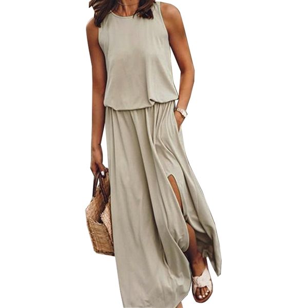 casual dresses vicabo women sleeveless dress solid color split long for woman o-neck vestidos, Black;gray
casual dresses vicabo women sleeveless dress solid color split long for woman o-neck vestidos, Black;gray