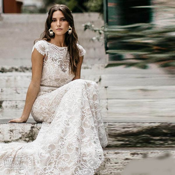 embroidered bohemian bridal dresses scoop neck short sleeve with ribbon sash wedding dresses sweep train hollow back vestido de novias, White
embroidered bohemian bridal dresses scoop neck short sleeve with ribbon sash wedding dresses sweep train hollow back vestido de novias, White