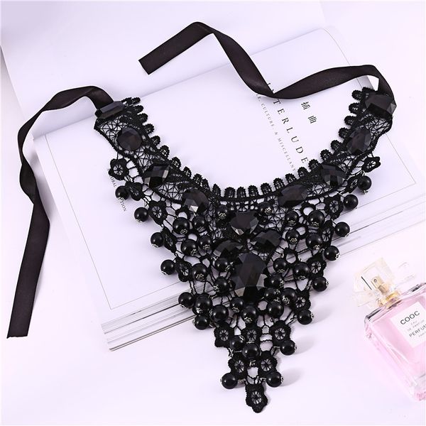 new style creative retro europe and america black lace pearl tassel necklace multilayer necklace bride wedding dress detachable, Silver
new style creative retro europe and america black lace pearl tassel necklace multilayer necklace bride wedding dress detachable, Silver