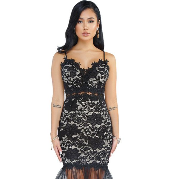 women black white lace dress spaghetti strap mermaid dress elegant club night dress dq218, Black;pink
women black white lace dress spaghetti strap mermaid dress elegant club night dress dq218, Black;pink