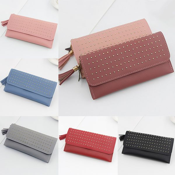 2020 fashion woman simple hasp wallet coin purse long rivet wallets pu leather female money tassel purses card holder wallet, Red;black
2020 fashion woman simple hasp wallet coin purse long rivet wallets pu leather female money tassel purses card holder wallet, Red;black