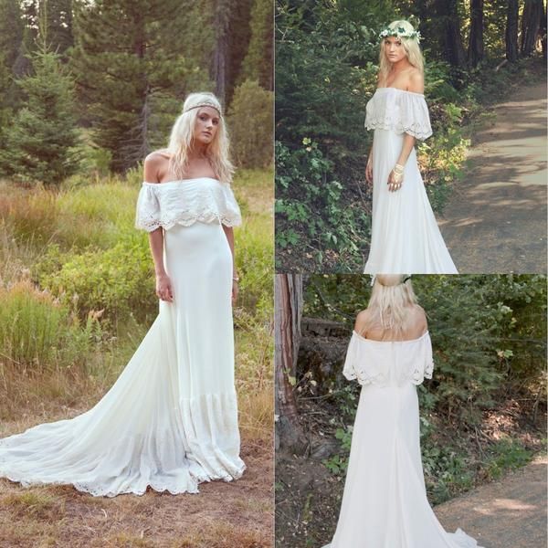 bohemian wedding dresses off the shoulder country stylish with short sleeves chiffon lace sweep train wedding bridal gowns cheap, White
bohemian wedding dresses off the shoulder country stylish with short sleeves chiffon lace sweep train wedding bridal gowns cheap, White