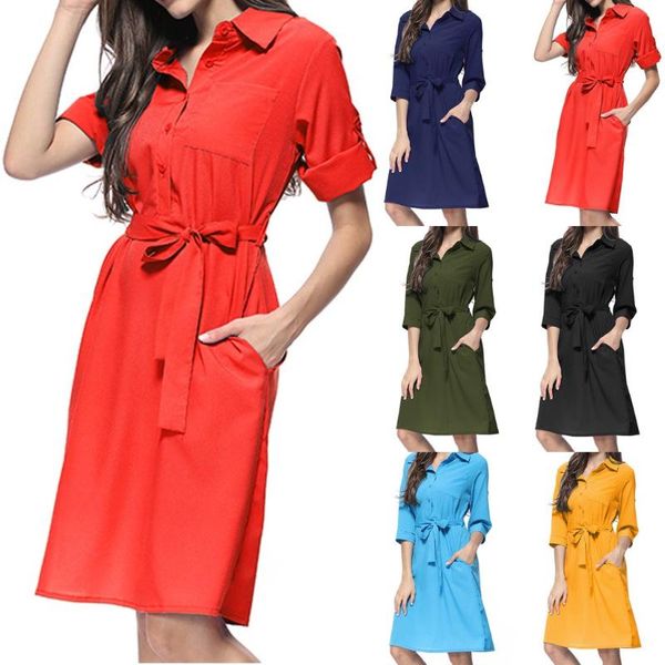 casual dresses women fashion solid slim shirt cropped sleeve dress 2021casual and elegant summer holiday vestidos falda de mujer, Black;gray
casual dresses women fashion solid slim shirt cropped sleeve dress 2021casual and elegant summer holiday vestidos falda de mujer, Black;gray