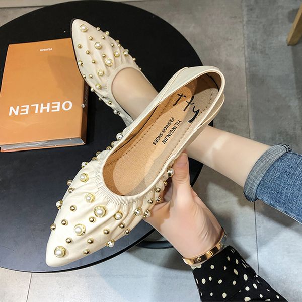 spring slip on bead boat shoes black pointed toe soft leather ballet flats shoes women beige green fashion casual loafers
spring slip on bead boat shoes black pointed toe soft leather ballet flats shoes women beige green fashion casual loafers