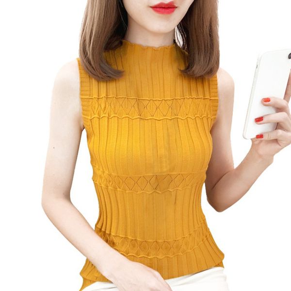 women's blouses & shirts women sweater the korean version of spring summer half knitted vest slim sleeveless blouse shirt sling, White
women's blouses & shirts women sweater the korean version of spring summer half knitted vest slim sleeveless blouse shirt sling, White