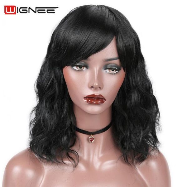 wignee synthetic short black/brown wigs with bangs wavy hair heat resistant daily natural hair glueless fake daily female wigs
wignee synthetic short black/brown wigs with bangs wavy hair heat resistant daily natural hair glueless fake daily female wigs
