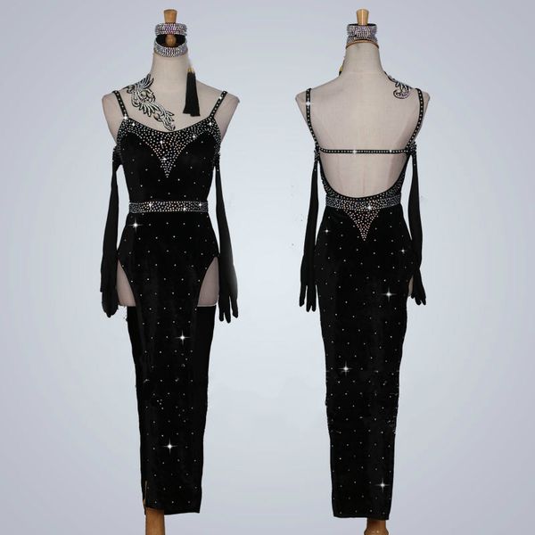 shining latin dance dresses for ladies party design black dress women fashion professional ballroom rumba latin suits, Black;red
shining latin dance dresses for ladies party design black dress women fashion professional ballroom rumba latin suits, Black;red