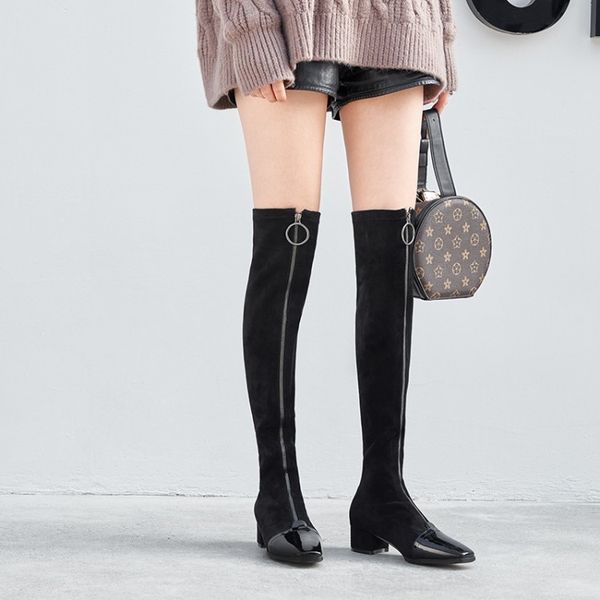 mljuese 2020 women over the knee high boots velvet winter short plush square toe zippers high heels boots dress size 33-40, Black
mljuese 2020 women over the knee high boots velvet winter short plush square toe zippers high heels boots dress size 33-40, Black