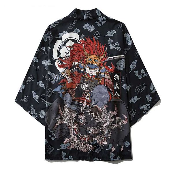 japanese samurai cat kirin print kimono cardigan shirts jackets streetwear men hip hop harajuku casual summer coat, White;black
japanese samurai cat kirin print kimono cardigan shirts jackets streetwear men hip hop harajuku casual summer coat, White;black