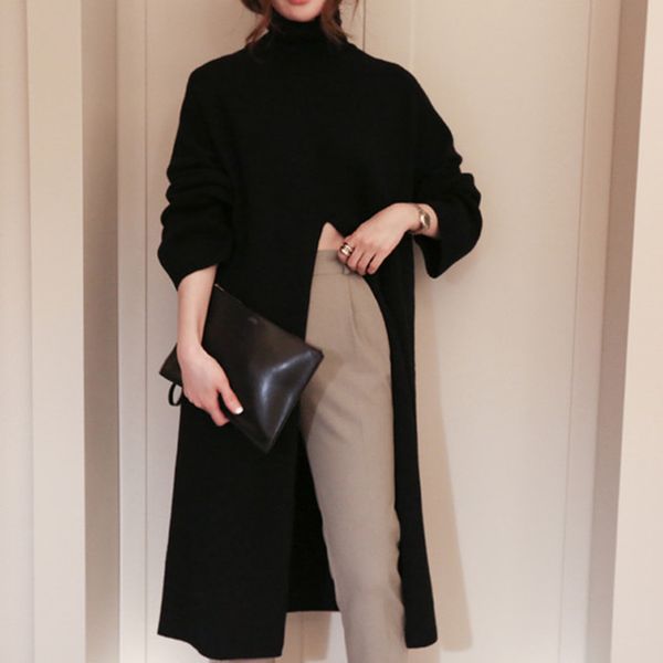 women's sweaters women solid winter warm split long sleeve loose kint sweater dress turtleneck mujer elegant for lady, White;black
women's sweaters women solid winter warm split long sleeve loose kint sweater dress turtleneck mujer elegant for lady, White;black