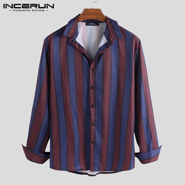 incerun 2019 mens brand shirt striped street button lapel camisa long sleeve fashion casual business brand shirts men plus size, White;black 
incerun 2019 mens brand shirt striped street button lapel camisa long sleeve fashion casual business brand shirts men plus size, White;black