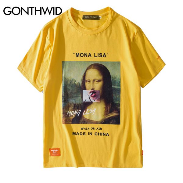 gonthwid funny smoking mona lisa t shirts streetwear 2019 men harajuku casual short sleeve tees male fashion street tshirts, White;black 
gonthwid funny smoking mona lisa t shirts streetwear 2019 men harajuku casual short sleeve tees male fashion street tshirts, White;black