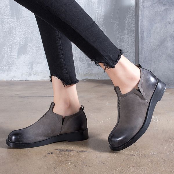 tenige genuine leather women's shoes round head low help breathable single toe cap layer cowhide, Black
tenige genuine leather women's shoes round head low help breathable single toe cap layer cowhide, Black