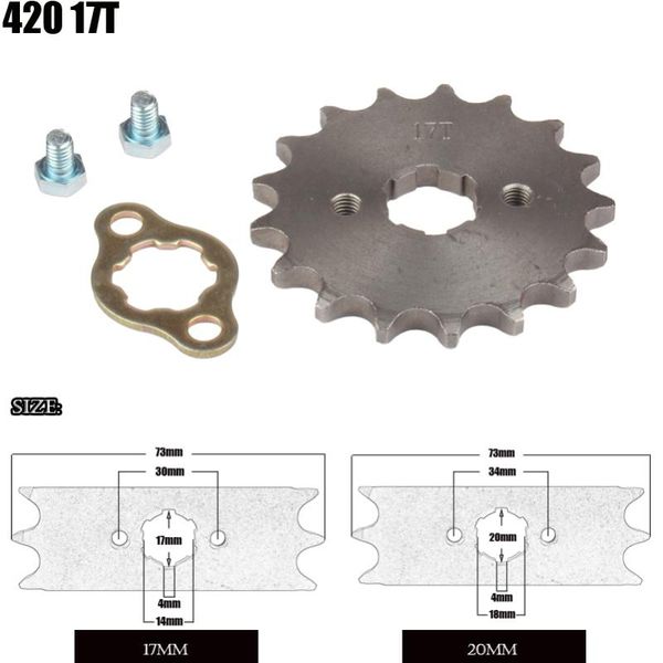 motorcycle front engine sprocket 420 17mm 20mm 17 tooth for stomp upower dirt pit bike atv quad go kart moped buggy scooter
motorcycle front engine sprocket 420 17mm 20mm 17 tooth for stomp upower dirt pit bike atv quad go kart moped buggy scooter
