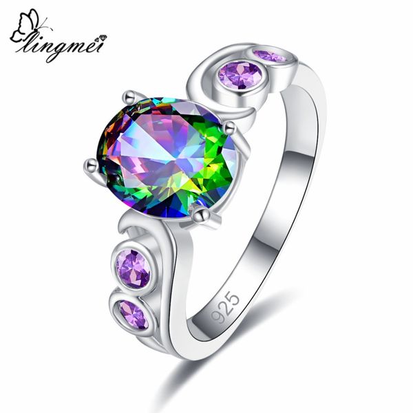 lingmei dropshipping oval cut fashion cocktail rainbow & blue & pink purple cubic zircon silver ring for women size 6789, Slivery;golden
lingmei dropshipping oval cut fashion cocktail rainbow & blue & pink purple cubic zircon silver ring for women size 6789, Slivery;golden
