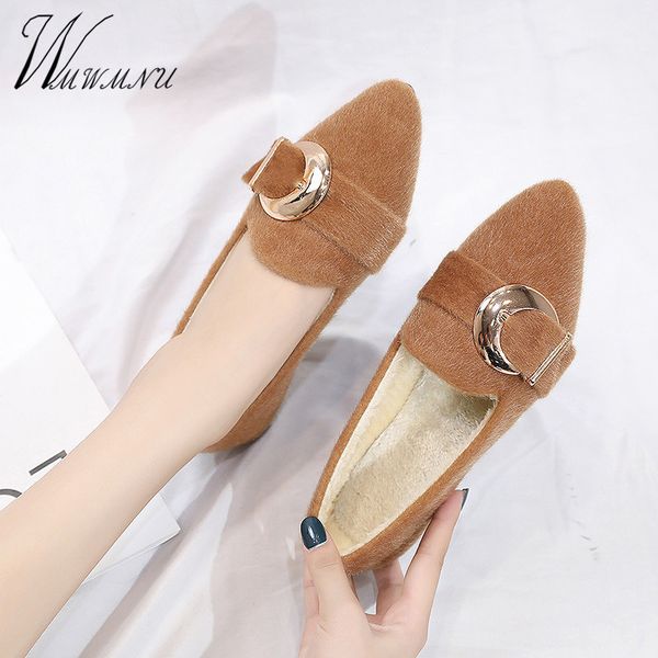 women work plush flat shoes winter short plush loafers shallow mouth pointed metal button decoration flats comfort spring new, Black
women work plush flat shoes winter short plush loafers shallow mouth pointed metal button decoration flats comfort spring new, Black