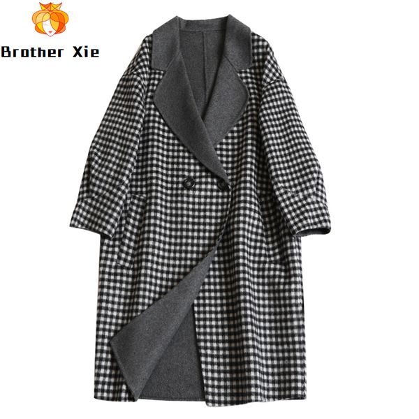 double-sided new cashmere overcoat women's medium long albaca wool plaid v-neck wide-waisted wool coat women ladies coats, Black
double-sided new cashmere overcoat women's medium long albaca wool plaid v-neck wide-waisted wool coat women ladies coats, Black