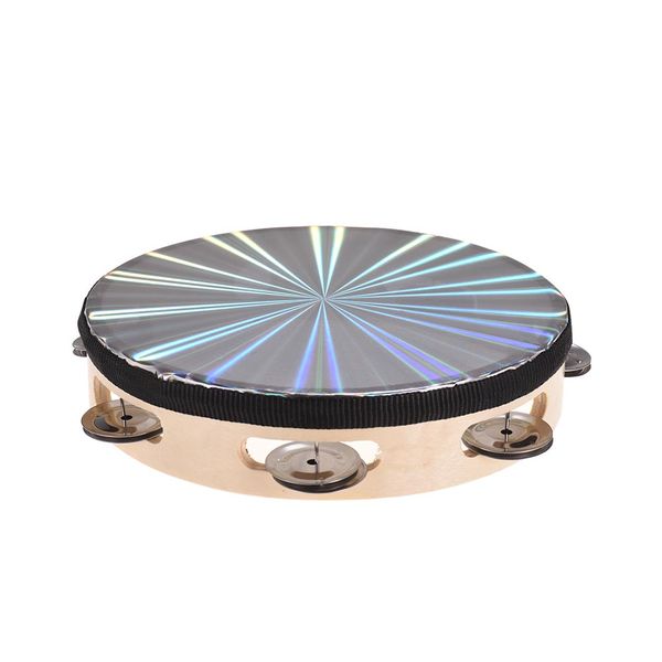 6 inch wooden radiant tambourine handbell hand drum with single row jingles reflective drum head percussion instrument musical
6 inch wooden radiant tambourine handbell hand drum with single row jingles reflective drum head percussion instrument musical