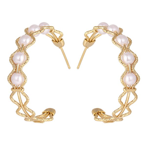 handmade craft gold color plated wired flower lace half circle ear loops earrings imitation pearl beaded hoop earrings for women, Golden
handmade craft gold color plated wired flower lace half circle ear loops earrings imitation pearl beaded hoop earrings for women, Golden