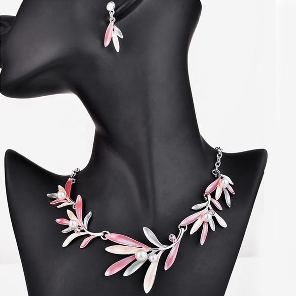 jewelry set trendy pearl pendant necklaces set charms enamel metal leaf shape drop earrings jewelry sets for women, Silver
jewelry set trendy pearl pendant necklaces set charms enamel metal leaf shape drop earrings jewelry sets for women, Silver