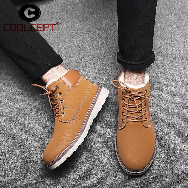 coolcept concise men snow boots winter warm plush flats ankle boots lace up solid color flats ski men shoes size 39-44, Black
coolcept concise men snow boots winter warm plush flats ankle boots lace up solid color flats ski men shoes size 39-44, Black