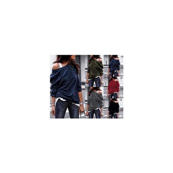 women's spring autumn casual solid color round neck long sleeve loose pullover jumpers, White;black
women's spring autumn casual solid color round neck long sleeve loose pullover jumpers, White;black